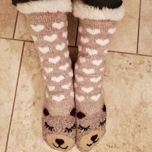 Cute Cozy Socks with a Smile, Add Fuzzy Slippers